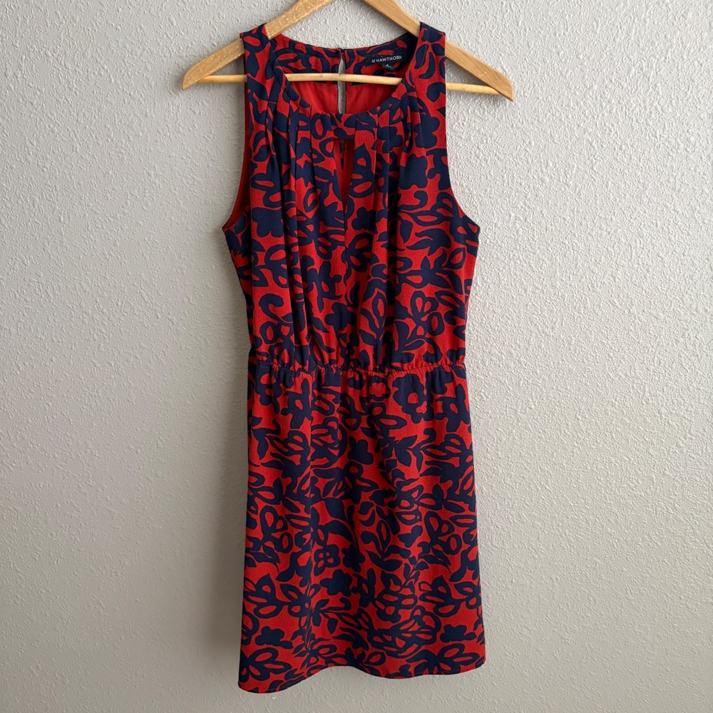 41 Hawthorn Isabelle Red Navy Sleeveless Mini Sheath Lined Keyhole Dress M